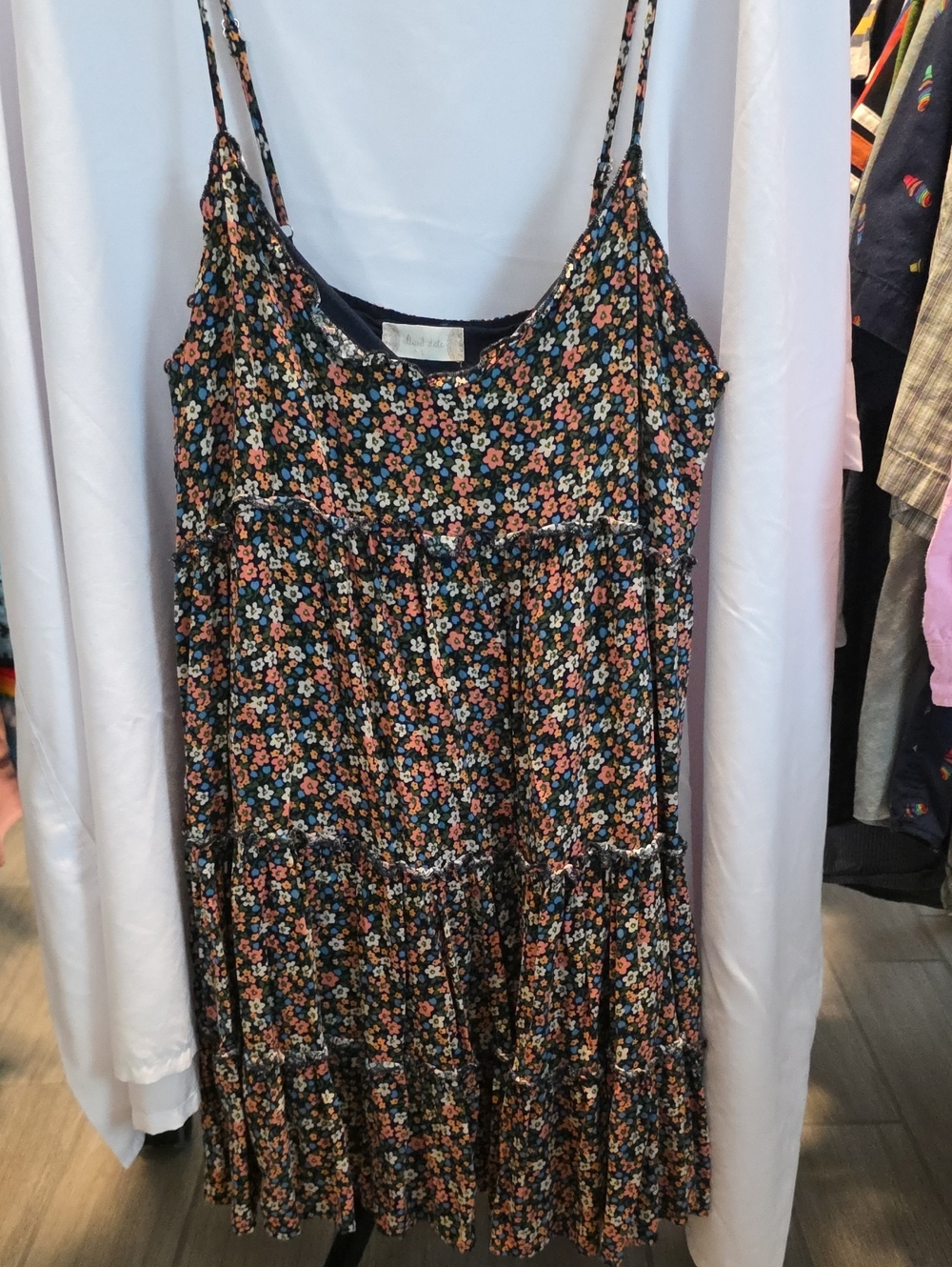 Altar'd State Floral Tiered Spaghetti-Strap Mini Dress